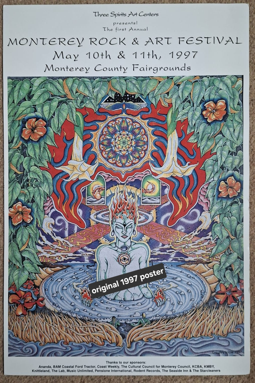 Vintage Monterey Rock & Art Festival 1997 poster Caley Inlow/three spirits gallery